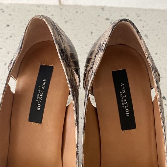Ann Taylor Women's Snake Print Pointed Toe Leather Heel Pump Career Cocktail 7M - Picture 10 of 14